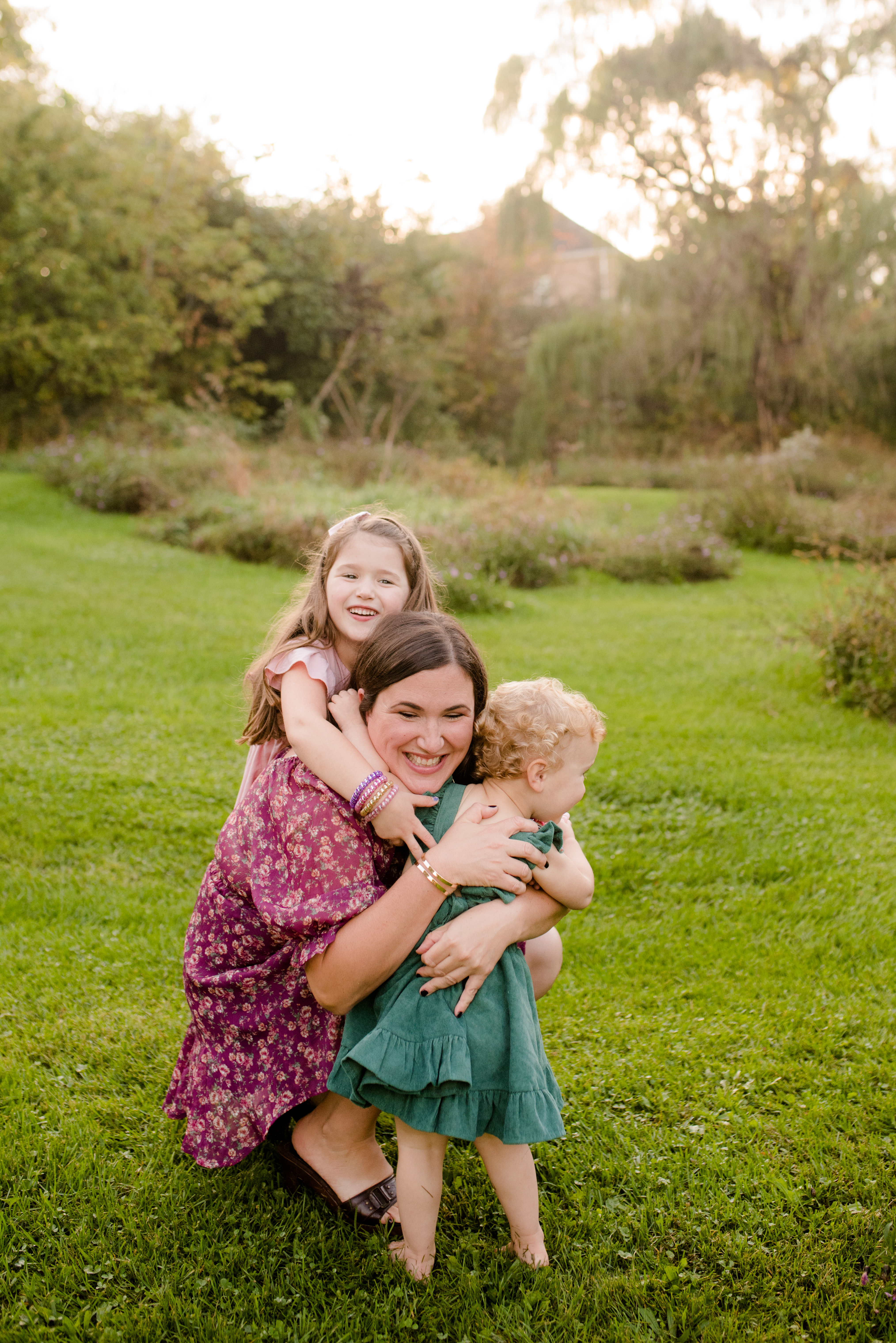 three girls in the garden