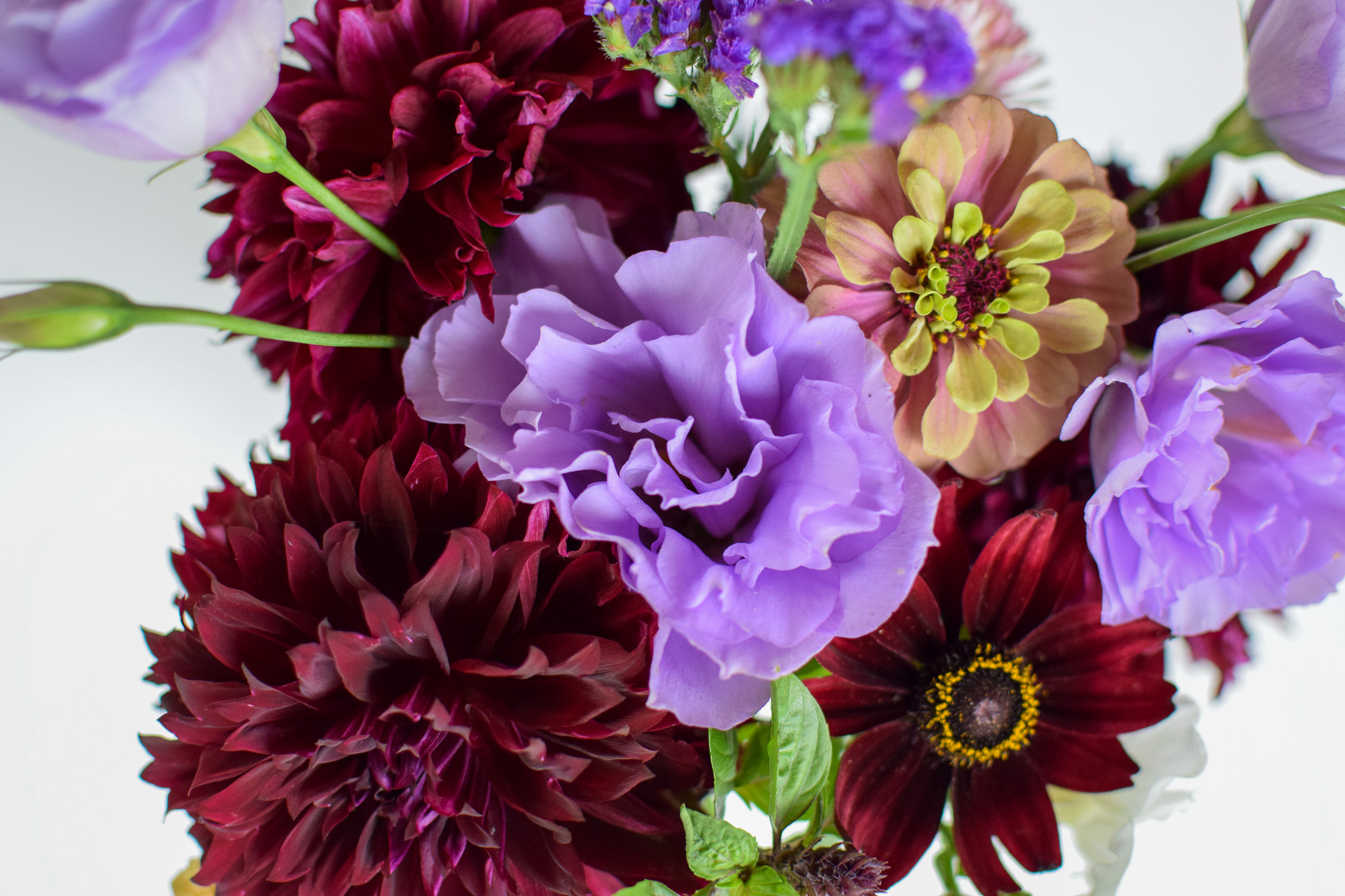 dahlias and lisianthks