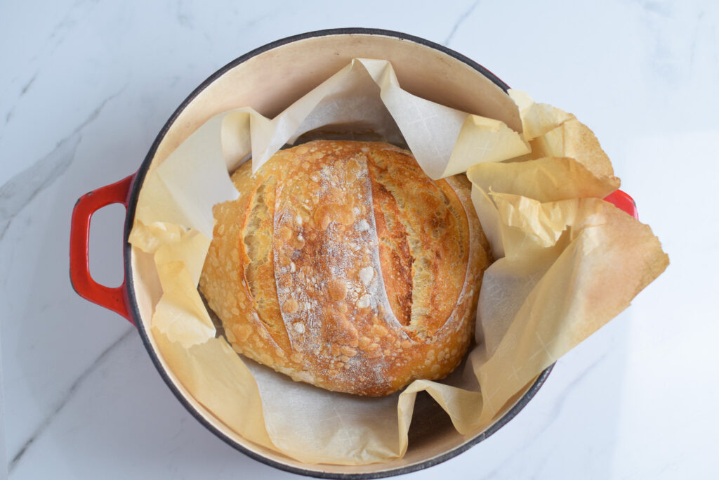 sourdough bread cooked in dutch oven