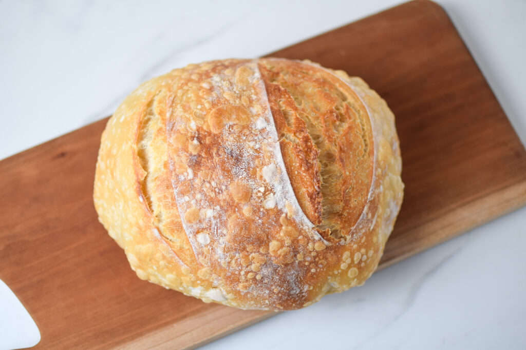 sourdough bread on a cutting board