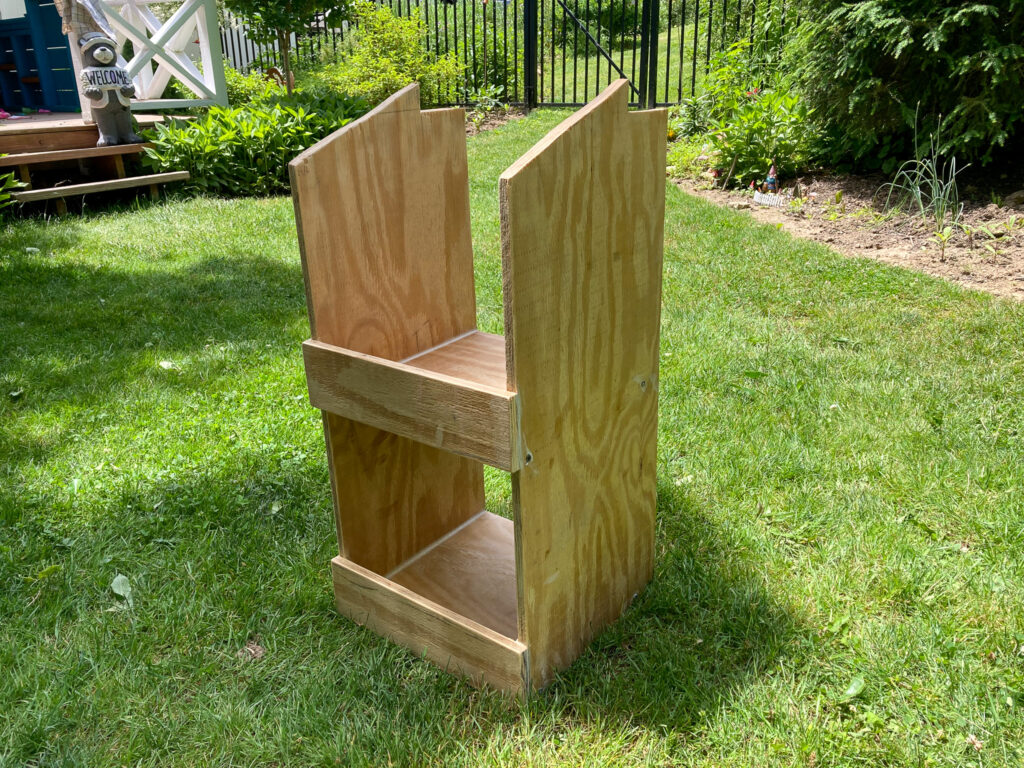 wooden nesting box being made