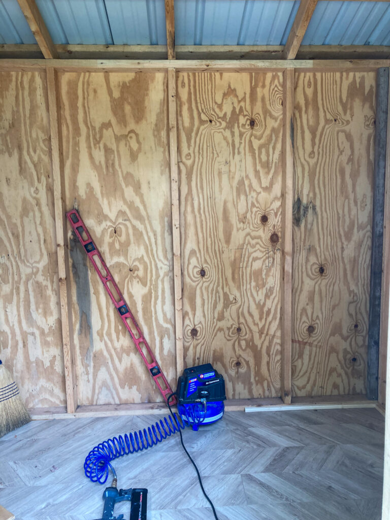 adding linoleum to the floor of a shed