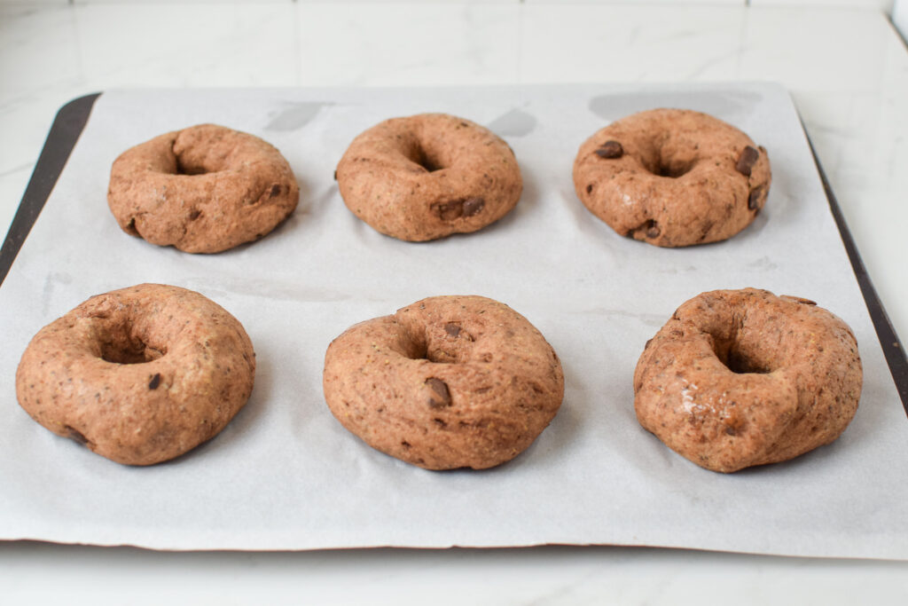 bagels on a baking sheet