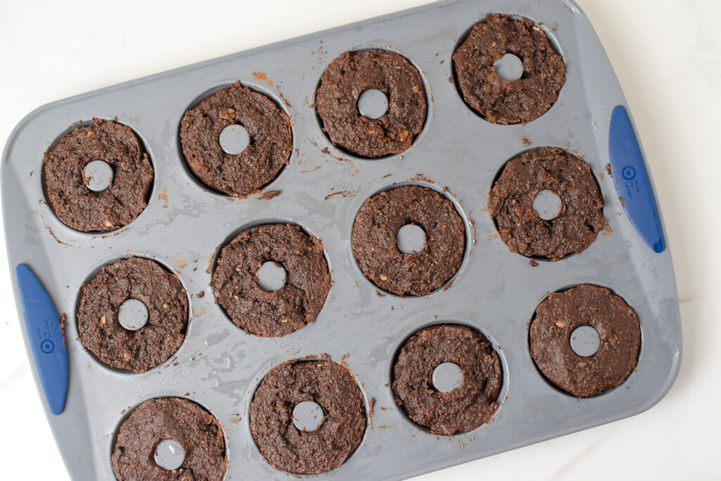 healthy donuts just out of oven in pan